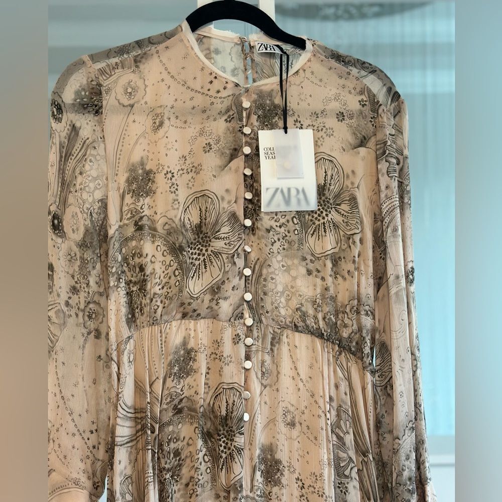 Zara full sleeves printed midi dress Limited edition - Picture 6 of 9